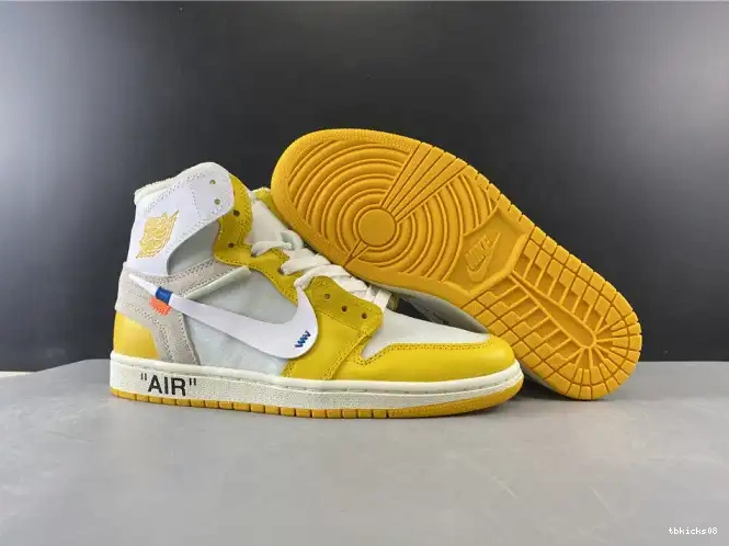 Rep TBkick Dark Jordan Yellow-Cone Air 1 AQ0818-149 Powder Off-White White NRG x 0605